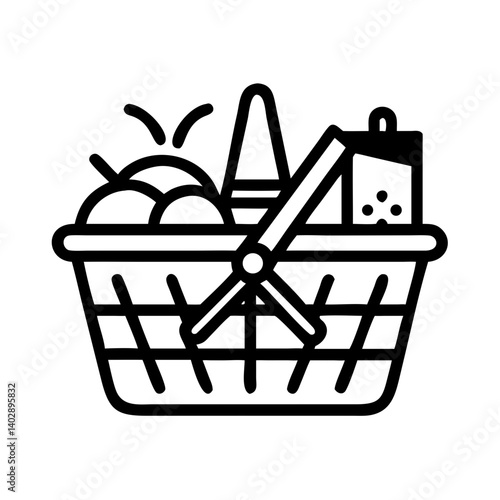 Picnic Basket Icon Representing Outdoor Leisure and Recreational Dining