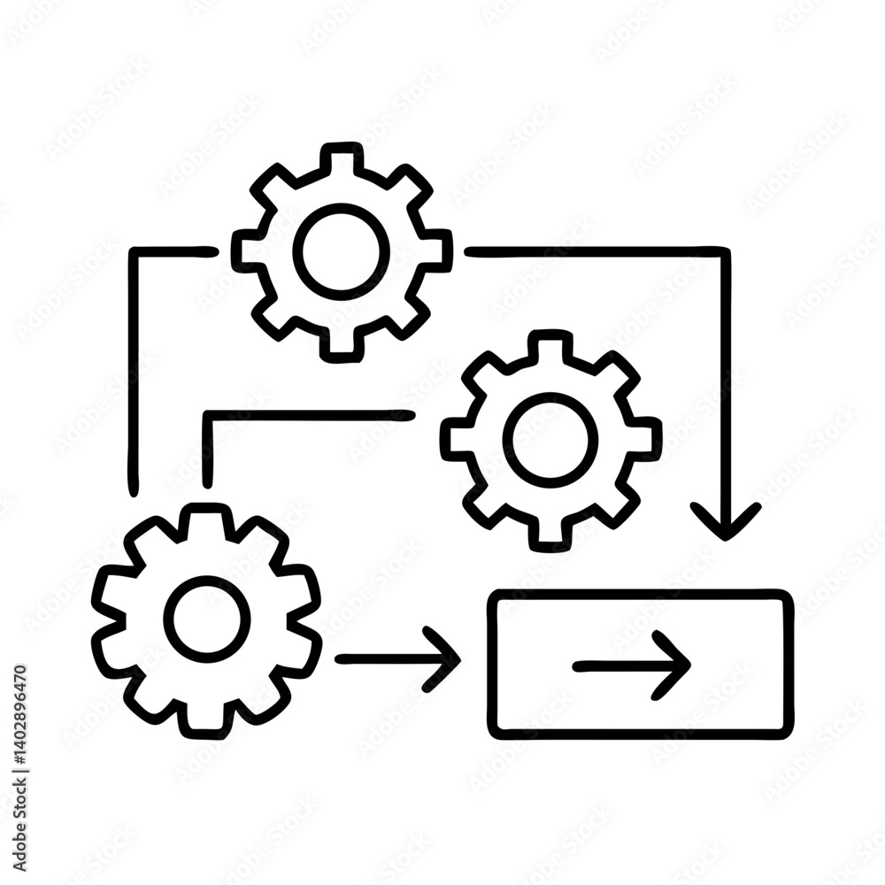 Obraz premium Process Flow with Gear Icon Representing Automation and Workflow Optimization
