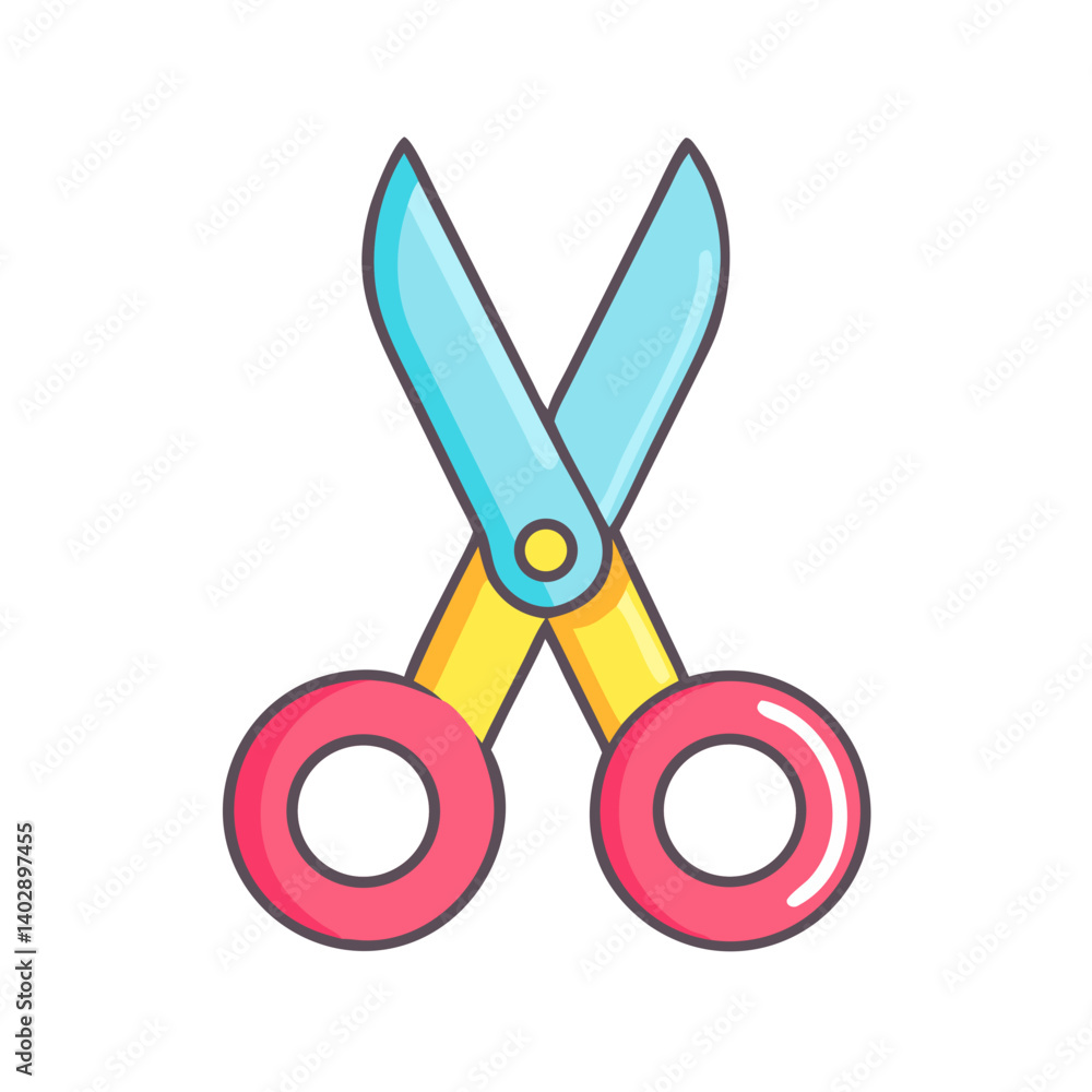 Safety Scissors Icon Representing Crafting Tools for Children and Creative Activities Safety Scissors Icon Representing Crafting Tools for Children and Creative Activities