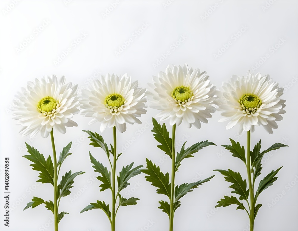 Fototapeta premium Four White Flowers in a Row