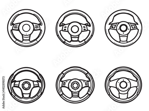 Steering Wheel Simple Line Drawing