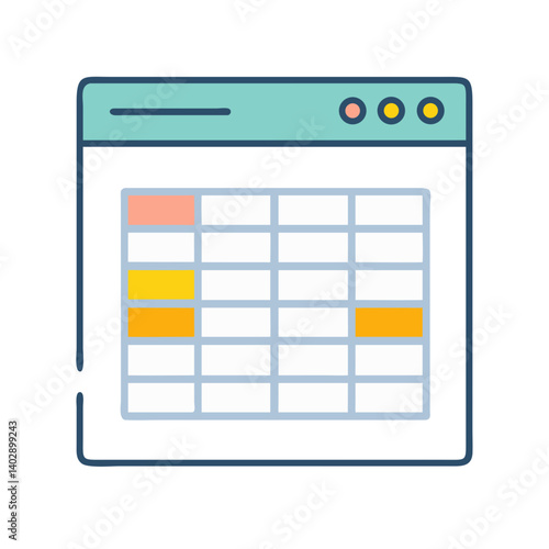 Spreadsheet Interface Icon Representing Organization and Data Management