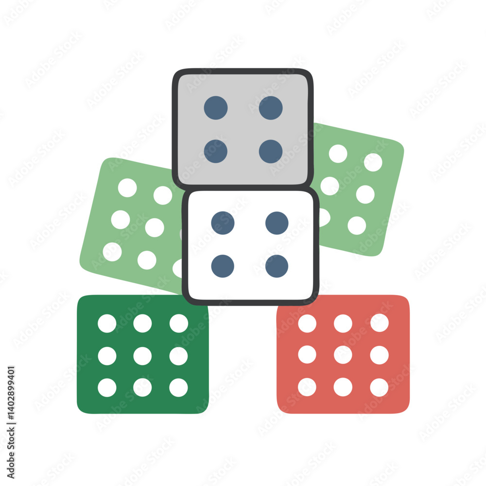 Stacked Dice Icon Representing Board Games and Gambling Stacked Dice Icon Representing Board Games and Gambling