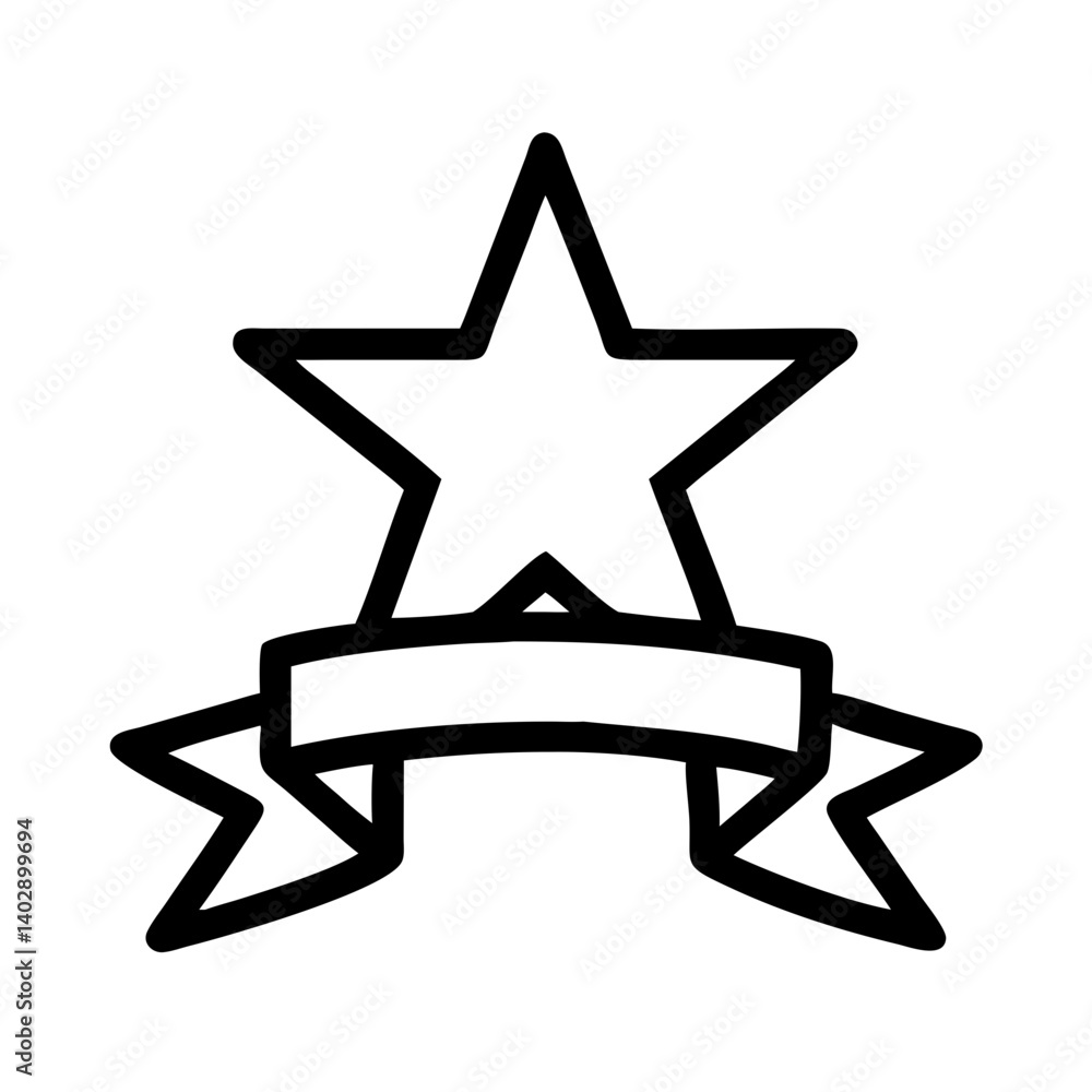Obraz premium Star with Ribbon Base Icon Representing Featured Content and Highlights