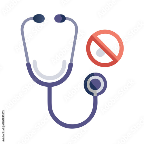 Stethoscope with Blocked Artery Symbol Representing Cardiovascular Health Icon