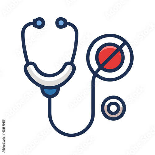 Stethoscope with Blocked Artery Symbol Representing Cardiovascular Health Icon