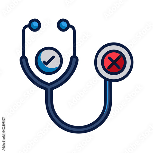 Stethoscope with Blocked Artery Symbol Representing Cardiovascular Health Icon