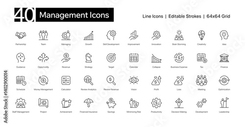Business Management Icons, Line Icons, glyphs, line, outline, fill, notion, Icons, Editable Strokes, illustration, 64x64 grid, 1.5pt stroke	