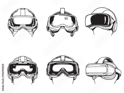 VR Headset Minimalist Outline Design