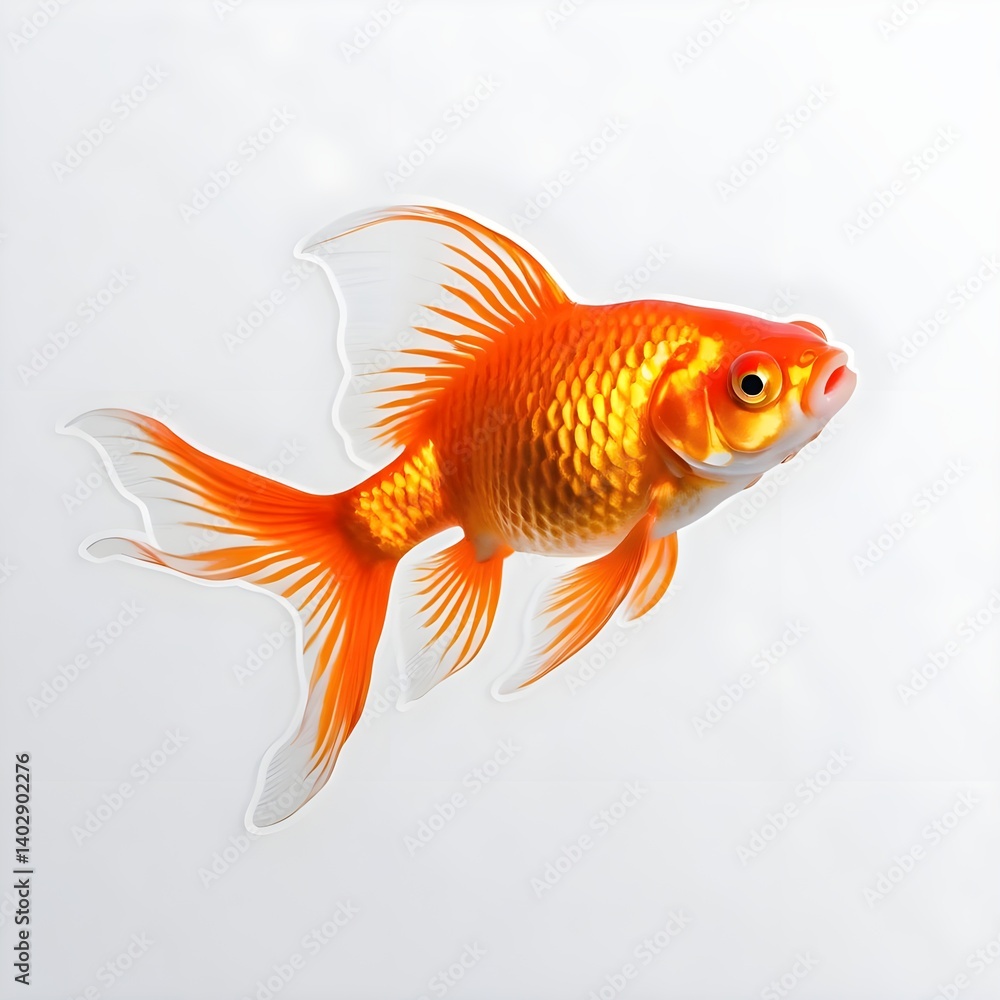 Single Goldfish on White Background Single Goldfish on White Background