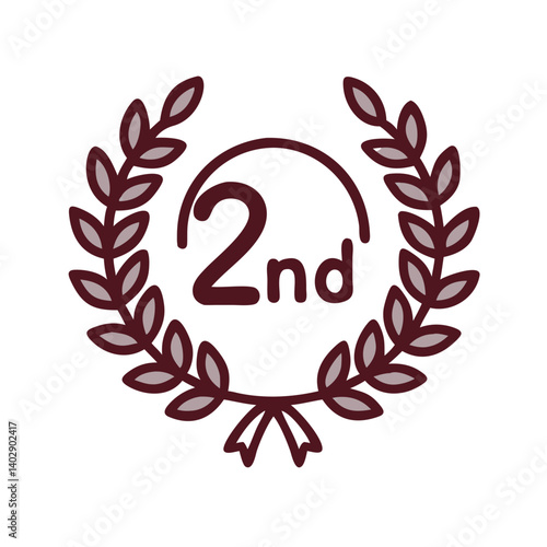 Wreath with Number Two Representing Second Place and Achievement Recognition