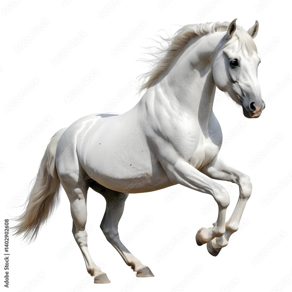 Majestic White Horse Leaping Majestic White Horse Leaping