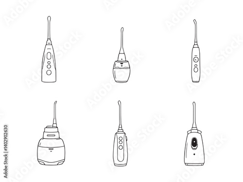 Water Flosser Clear Vision Simple Line Art White Background