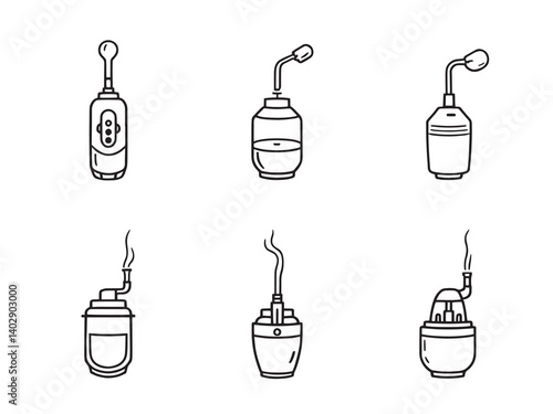 Water Flosser Clear Vision Simple Line Art White Background