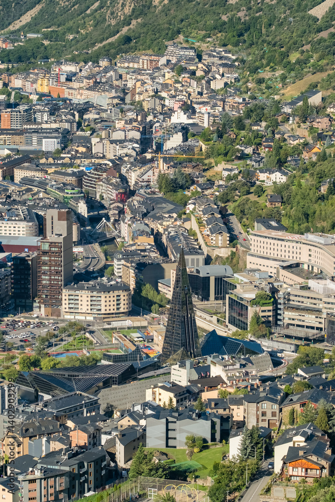 Aerial view of Andorra la Vella, the capital of Andorra