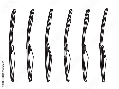 Windshield Wipers Clear Vision Simple Line Art White Background