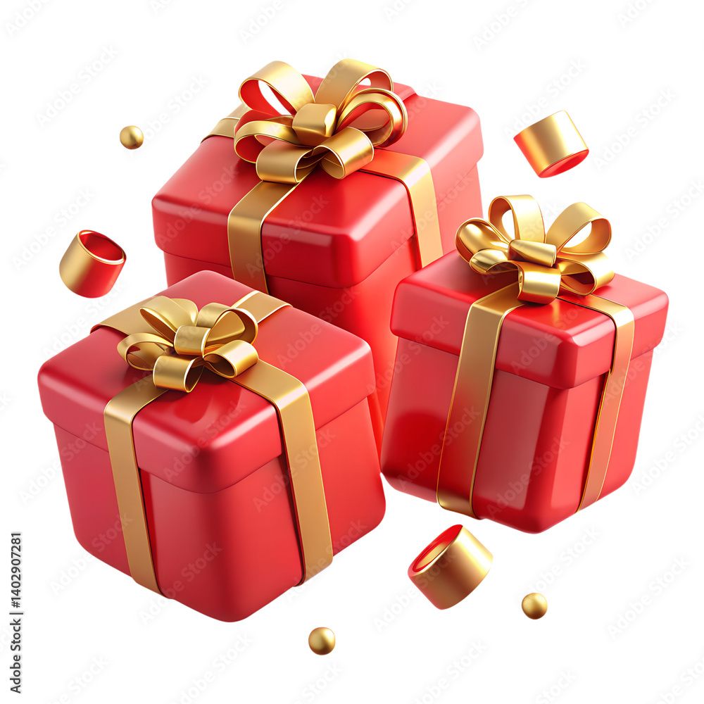 Obraz premium A red gift box with a festive bow and ribbon, perfect for any holiday surprise
