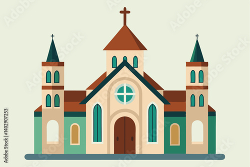 Wallpaper Mural Flat design christian church building Vector illustration Torontodigital.ca