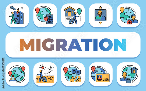 Migration text concept. Shablon for presentation and Infographics.