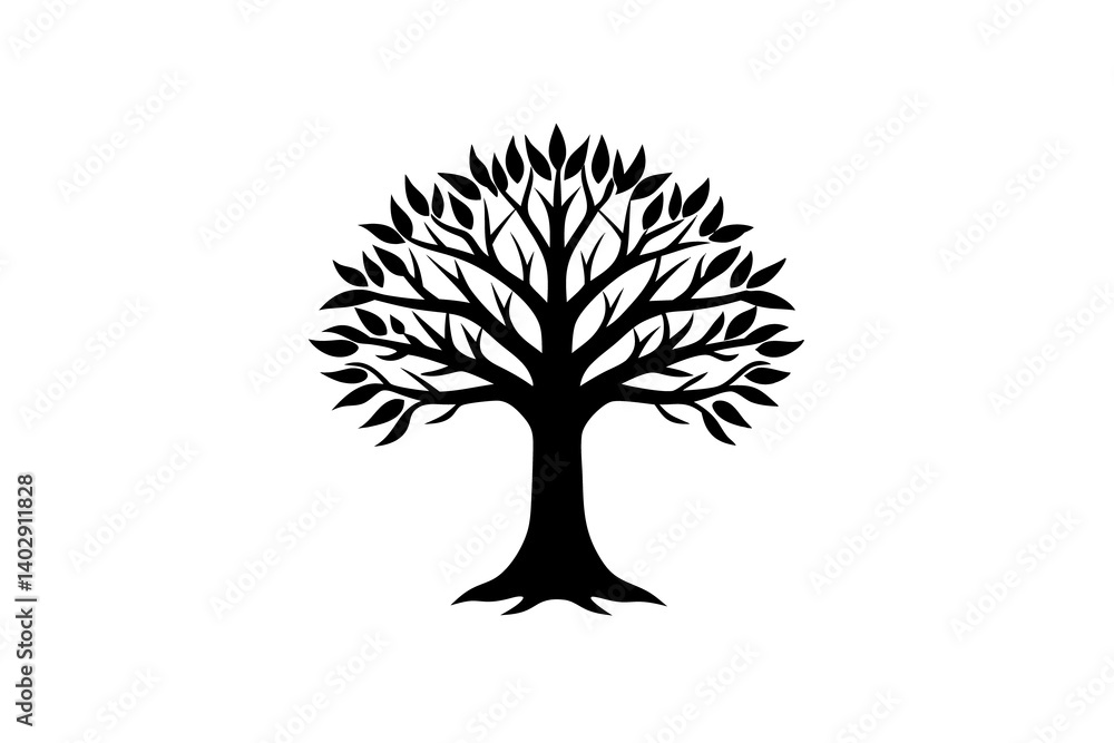 Naklejka premium Tree Stump and Roots Silhouette Illustration – Nature Vector Clipart Design