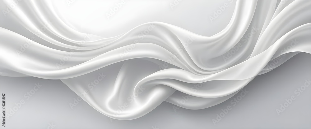 Fototapeta premium Elegant Draped White Silk Fabric