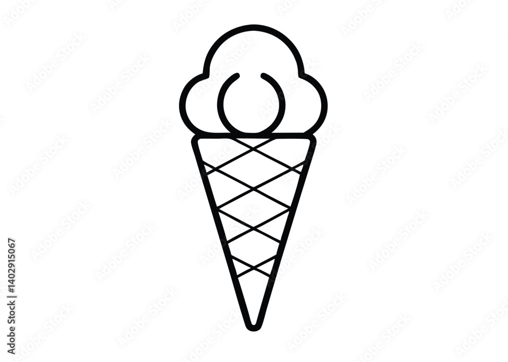 Ice cream cone line art silhouette vector for dessert and summer themes Ice cream cone line art silhouette vector for dessert and summer themes