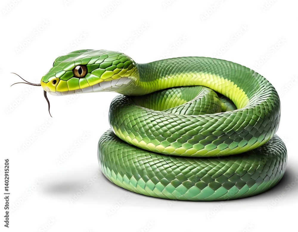 Obraz premium Green Tree Viper Coiled