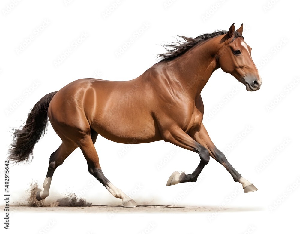 Obraz premium Chestnut Horse Running Isolated on White