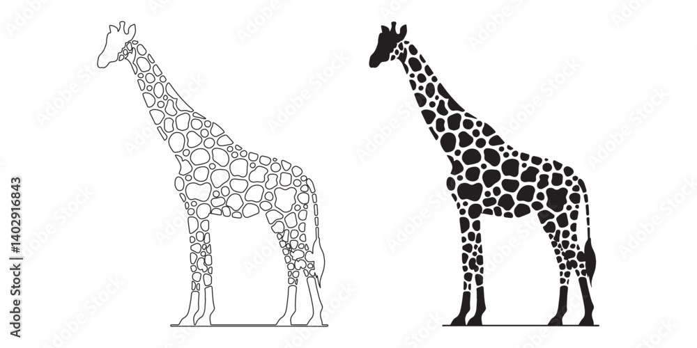 Fototapeta premium Minimalist giraffe silhouette with clean, modern lines – perfect for digital design – giraffe icon – giraffe illustration – giraffe lineart – giraffe line art