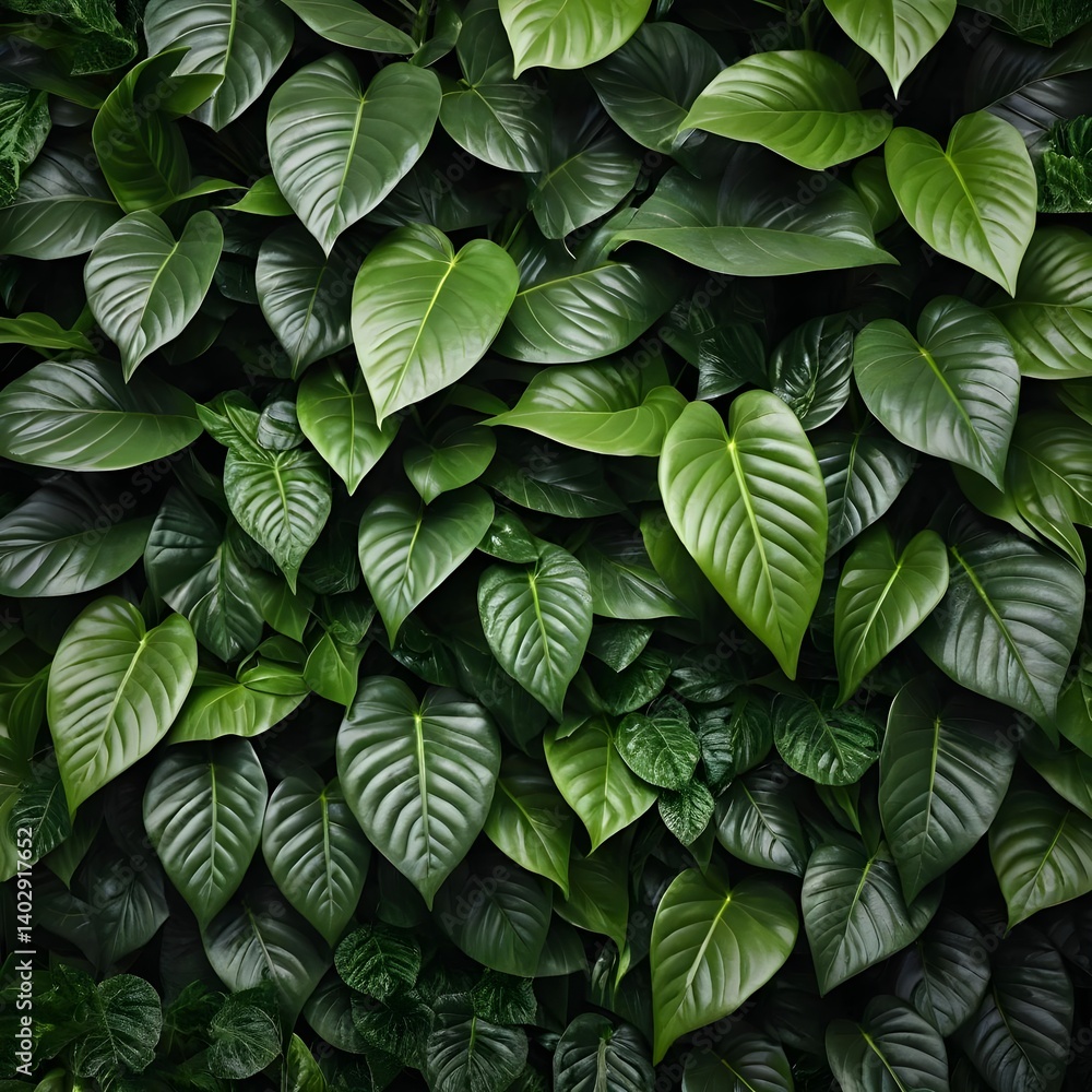 Fototapeta premium Lush Green Tropical Leaves Background