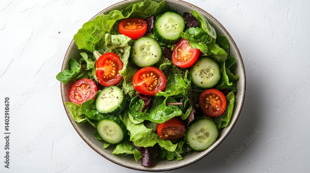 Refreshing Cucumber and Tomato Salad in a Bowl Refreshing Cucumber and Tomato Salad in a Bowl