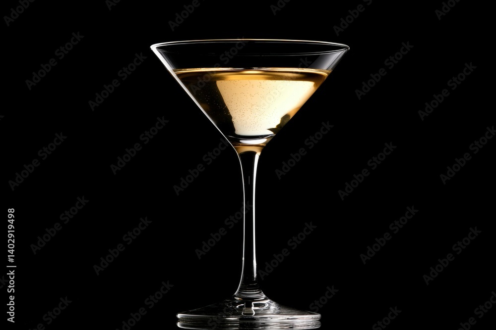 Golden cocktail in martini glass Golden cocktail in martini glass