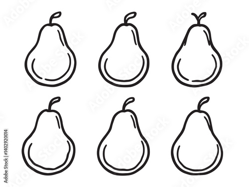 Poached Pears set line art illustration