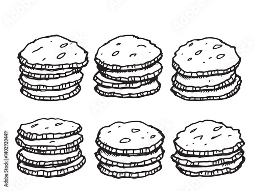 Potato Wedges set line art illustration