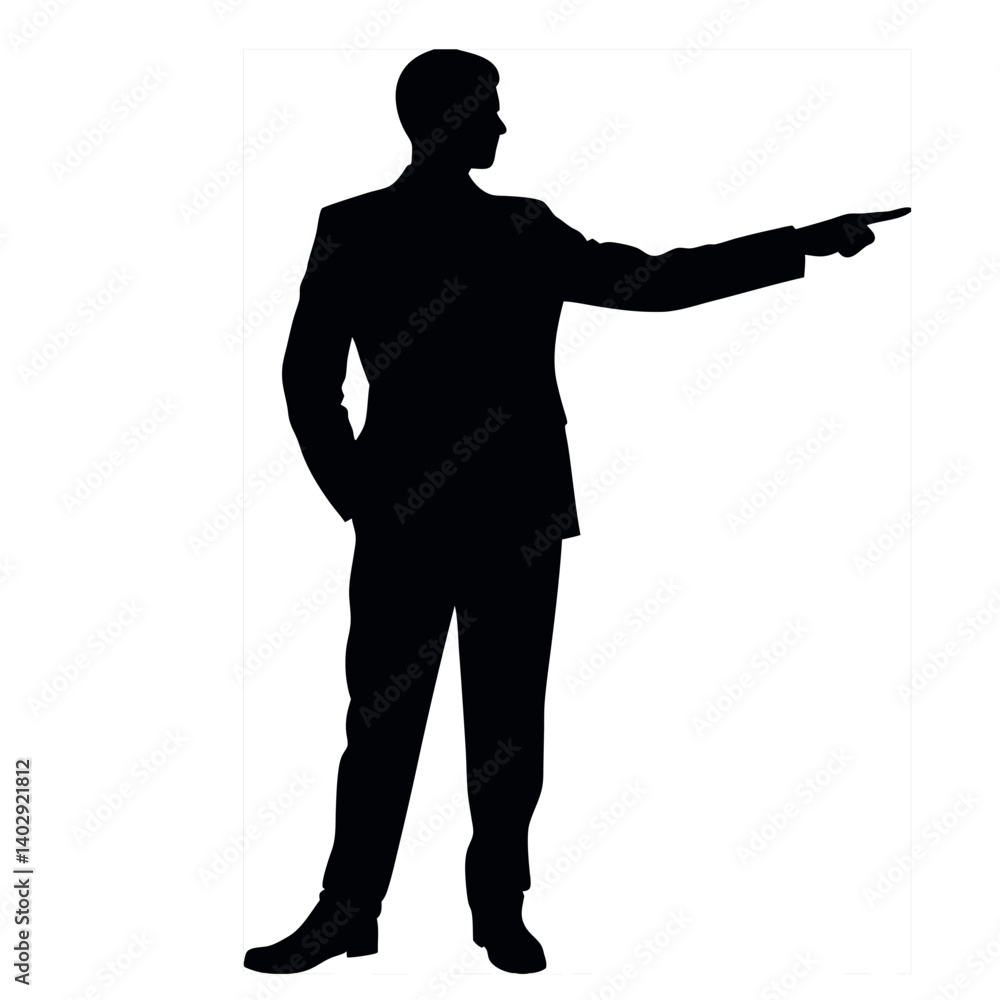 Black vector silhouette of a standing businessman in a suit. Black vector silhouette of a standing businessman in a suit.