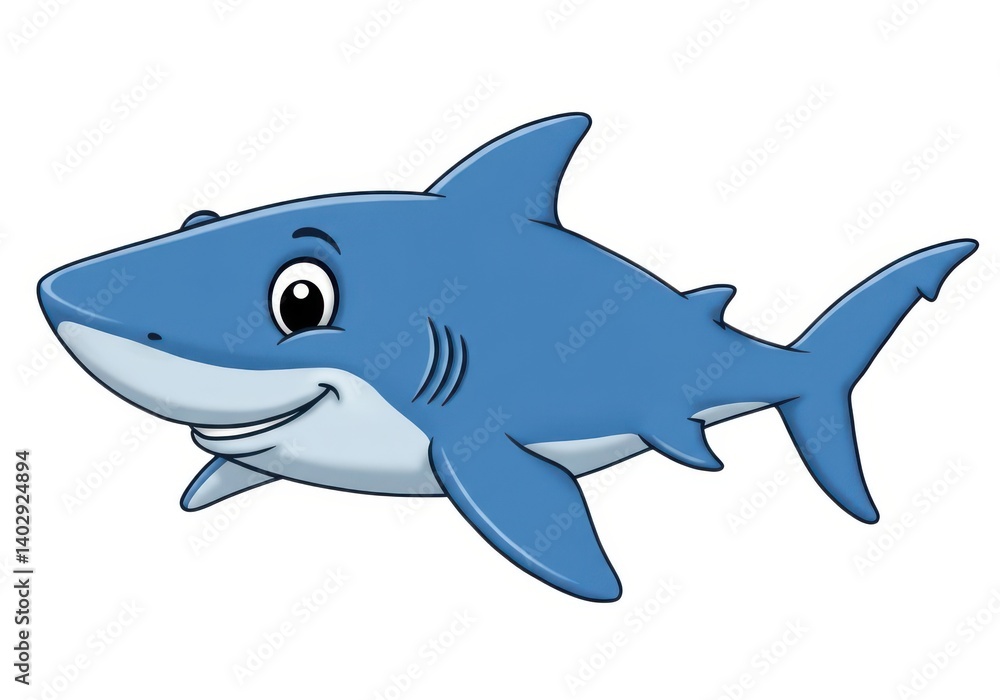 Obraz premium Cartoon shark vector illustration for children and design isolated on white background