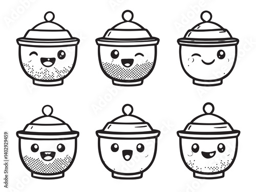 Tea Infuser Line Art Collection in Two Rows