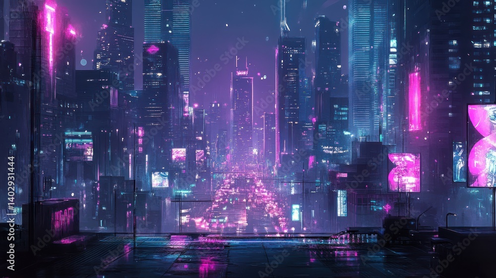 Neon Metropolis, A Cyberpunk Cityscape with Futuristic Architecture Neon Metropolis, A Cyberpunk Cityscape with Futuristic Architecture