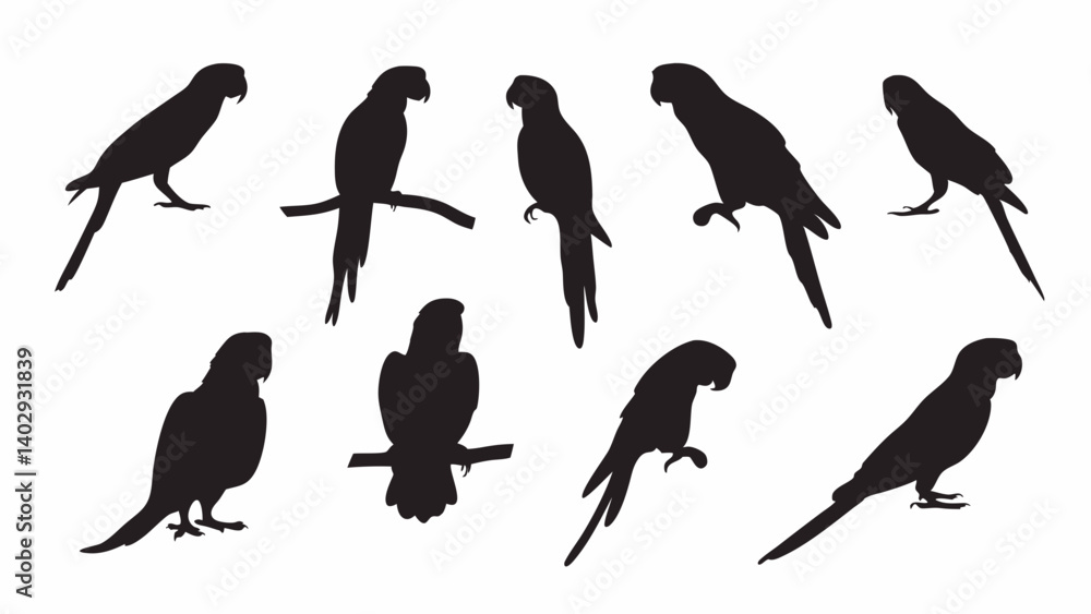 Obraz premium Parrot Macaw silhouette vector set