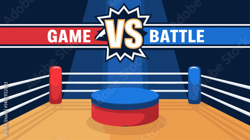 A dynamic illustration of a boxing ring featuring the words 'Game vs Battle.' Perfect for gaming competitions, esports events, and digital marketing campaigns.