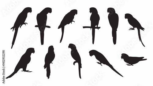 Parrot Macaw silhouette vector set
