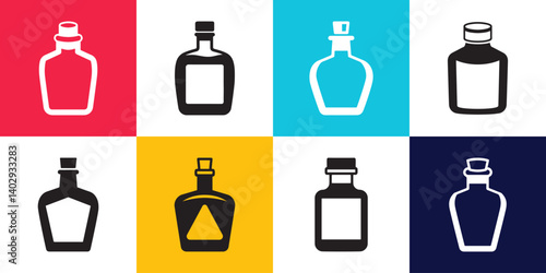Professional Poison Bottle Icons Silhouette Vector Illustration