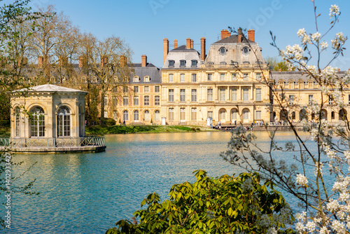 Fontainebleau palace (Chateau de Fontainebleau) and park near Paris, France