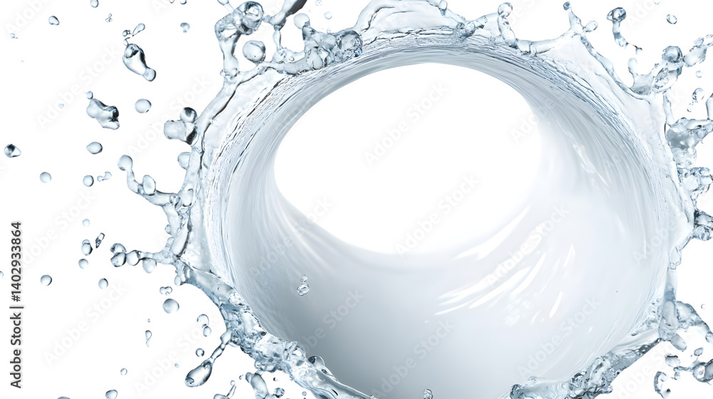 Circular Motion Milk and Water Splashes Isolated - Captivating High-Quality Stock Image Circular Motion Milk and Water Splashes Isolated - Captivating High-Quality Stock Image