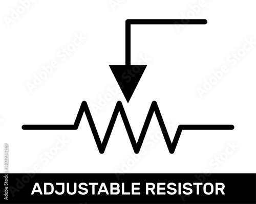Adjustable Resistor Icon. Zig-Zag Adjustable Resistor Symbol. ANSI or IEEE Standard Adjustable Resistor Schematic Diagram