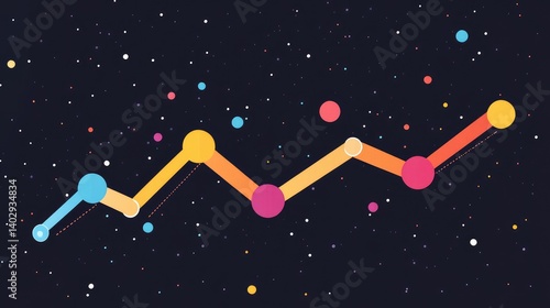 Geometric growth chart with a celestial backdrop, creating a sense of progress