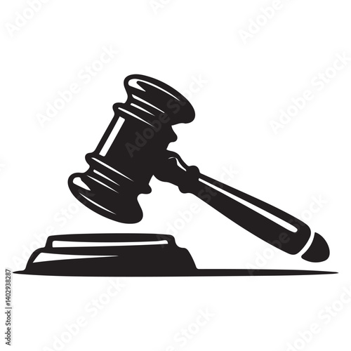 Judge gavel icon Vector Black silhouettes. with white background