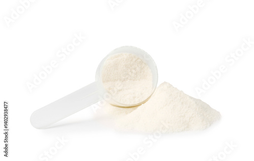 Obraz na płótnie Collagen powder and scoop isolated on white w salonie