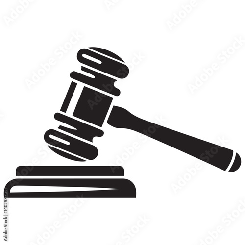 Judge gavel icon Vector Black silhouettes. with white background