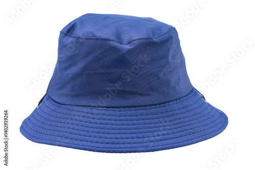 A navy blue cotton bucket hat with a wide brim designed for outdoor activities casual wear and sun protection